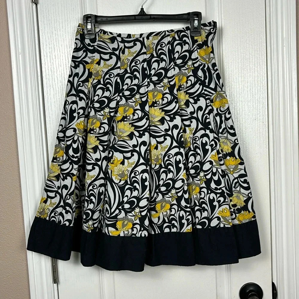 JKLA California Women's Pleated Side Zip Blk/Yellow/ Wht/Gray Skirt Size M